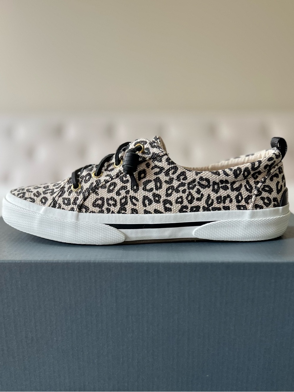 Sperry Pier Wave LTT Sneakers Cream Black Cheetah Animal Print - Picture 5 of 11